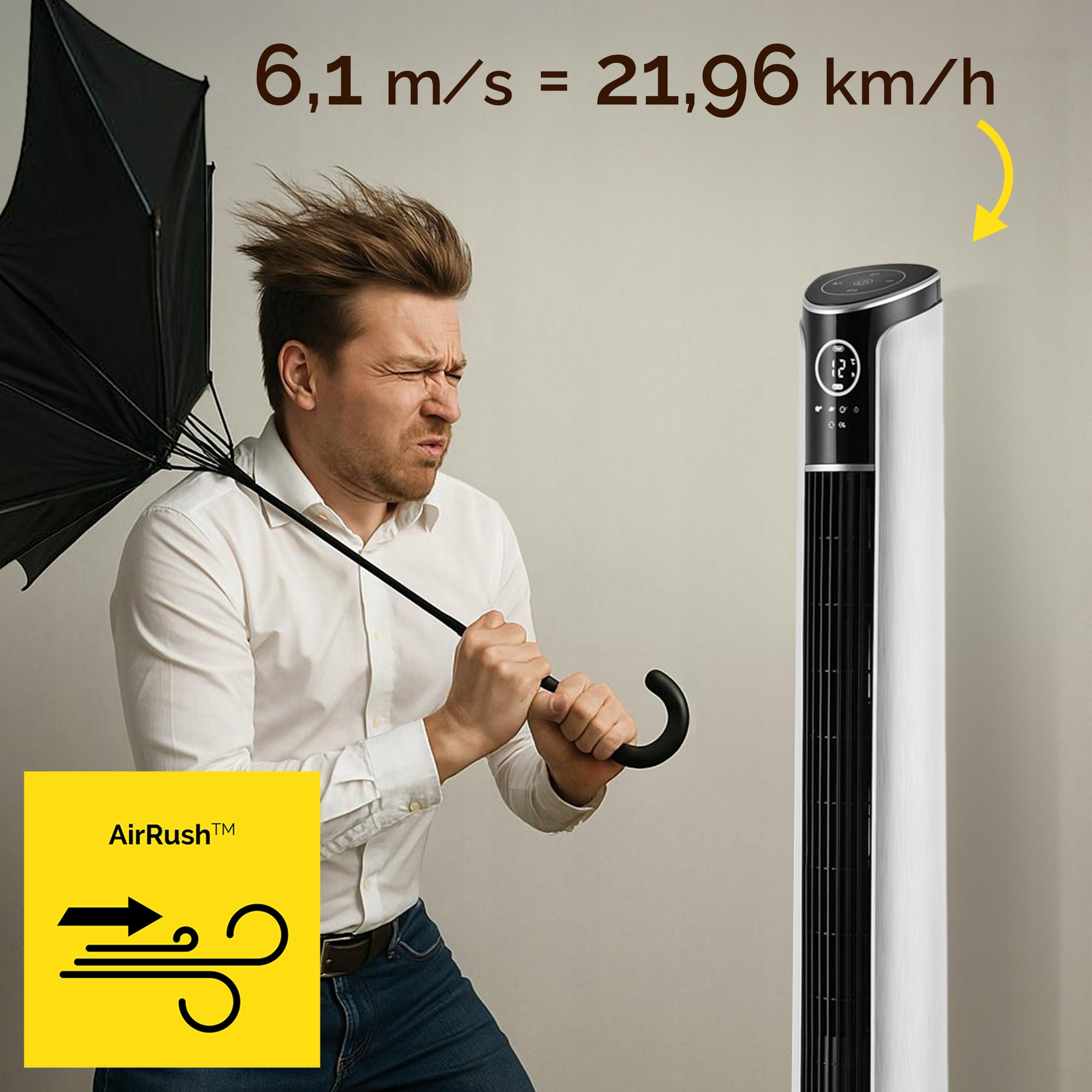 Wentylator kolumnowy stojący Cichy 29dB Yoer 3D +10m zasięg Jonizacja AROMA