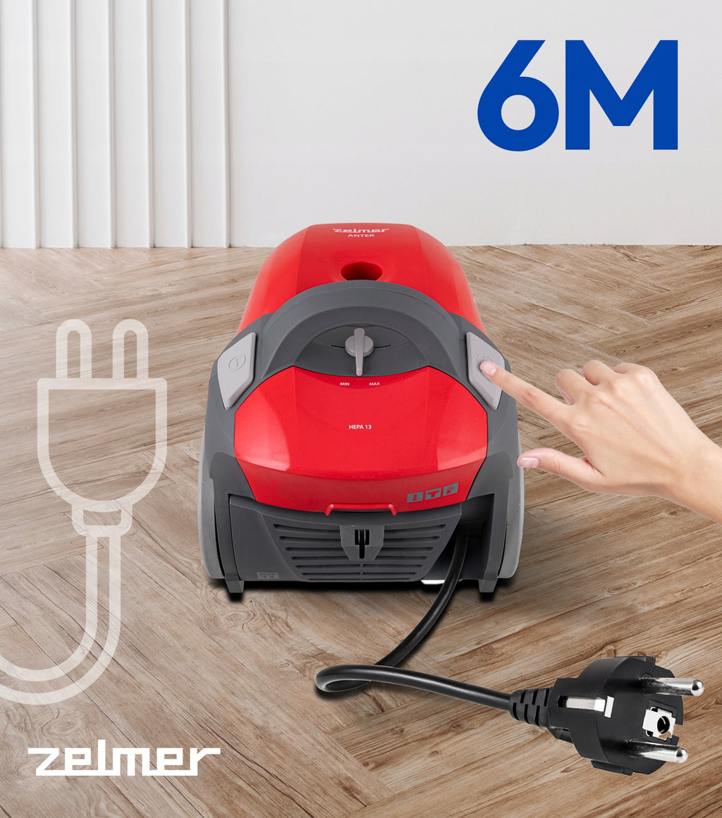 ODKURZACZ WORKOWY ZELMER ANTEK TRADYCYJNY Z FILTREM HEPA +KOŃCÓWKI ECO 900W
