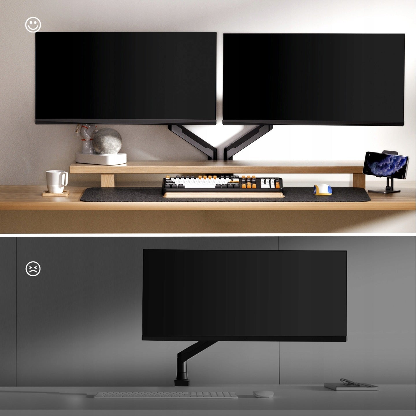 Uchwyt monitora do 2 monitorów (13'-32'), obrotowy o 360°, VESA 75 i 100