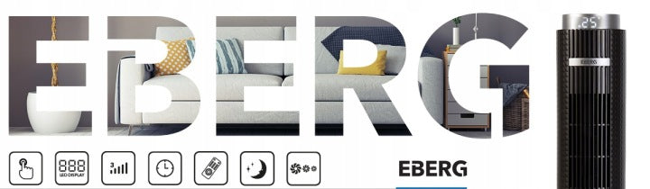 EBERG Wentylator kolumnowy stojący EBERG ELIF wiatrak 117cm LED +JONIZACJA+AROMA