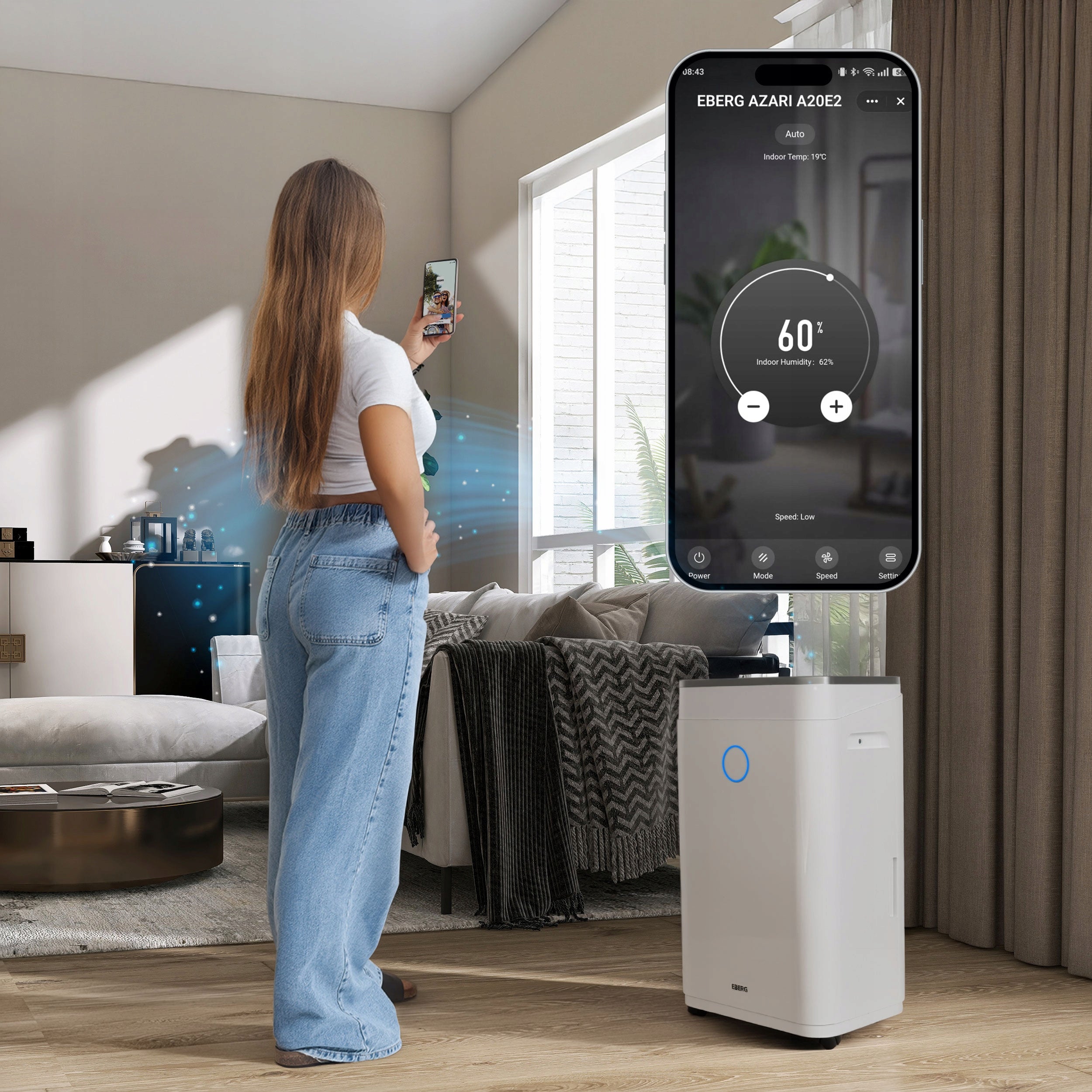 Osuszacz powietrza EBERG RICO pochłaniacz 12l/24h +WiFi +TIMER +higrostat