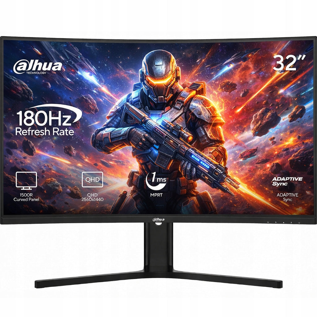 Dahua Monitor Gamingowy Zakrzywiony LED DAHUA 32 Cale QHD 180HZ 1MS DP VA HDR10+