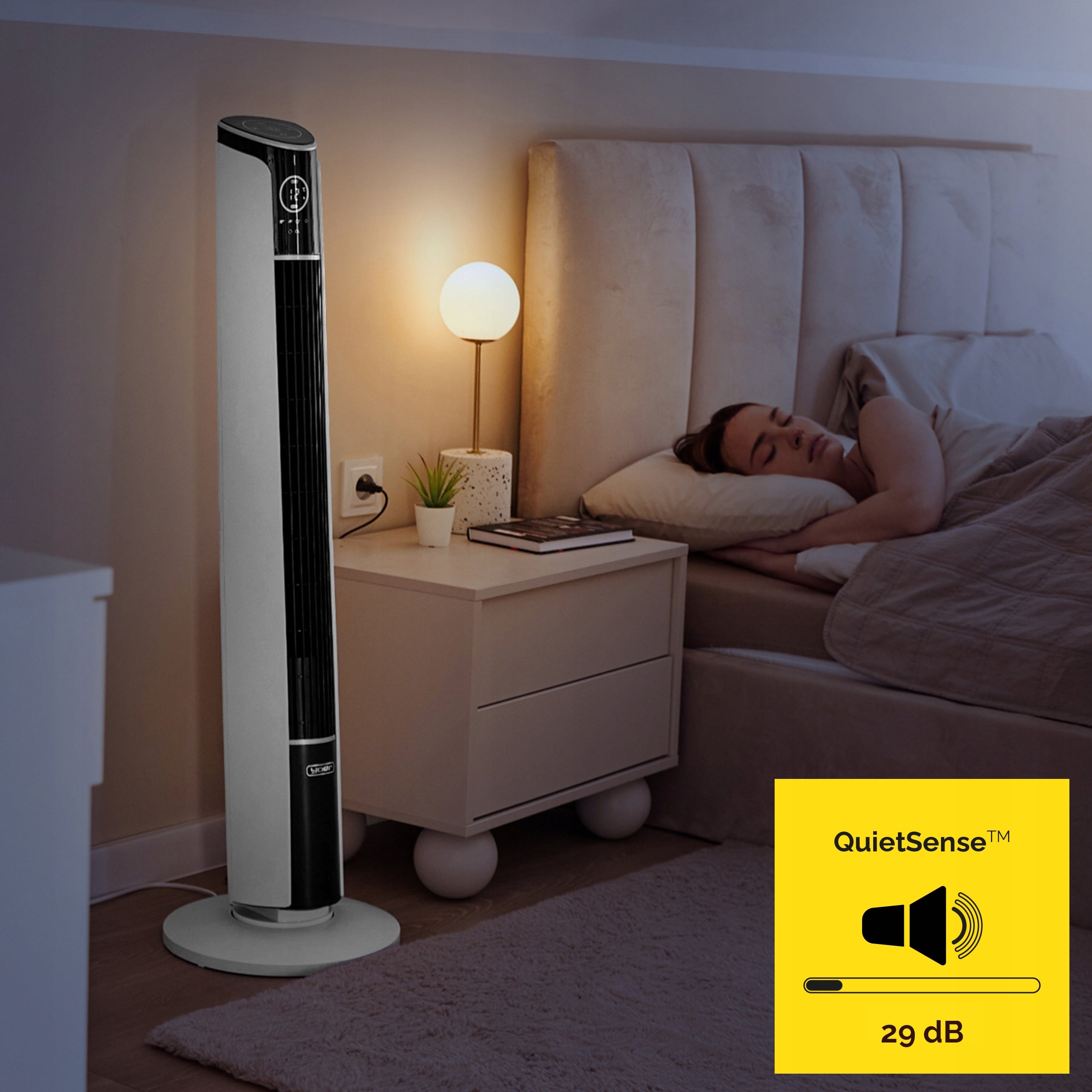 Wentylator kolumnowy stojący Cichy 29dB Yoer 3D +10m zasięg Jonizacja AROMA
