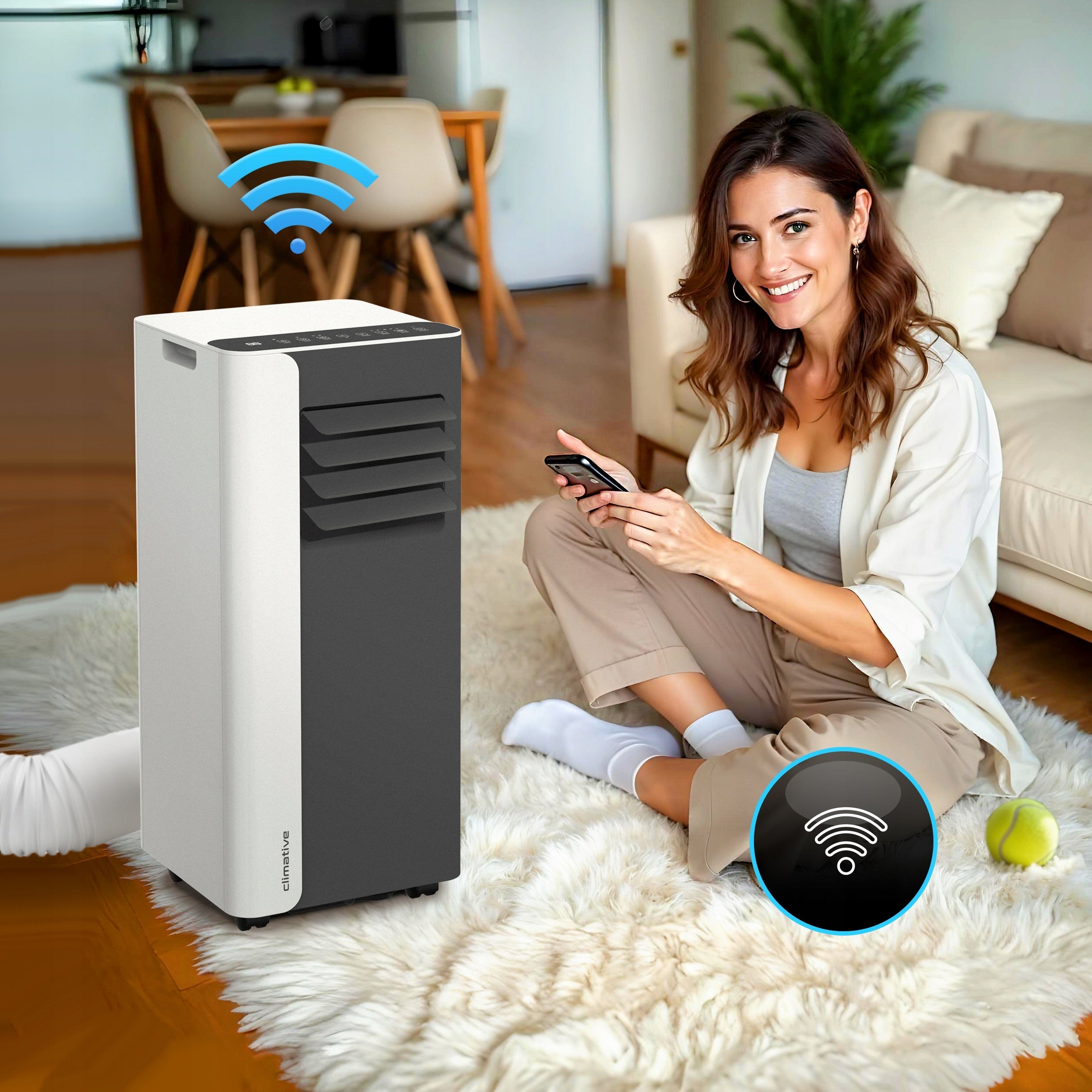 Klimatyzator przenośny pokojowy MINI 2,6 kW mały cichy WiFi 26 m2 uszczelka