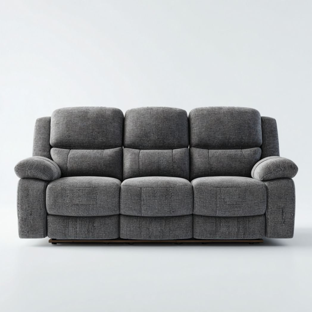 Sofa trzyosobowa z tkaniny szarej