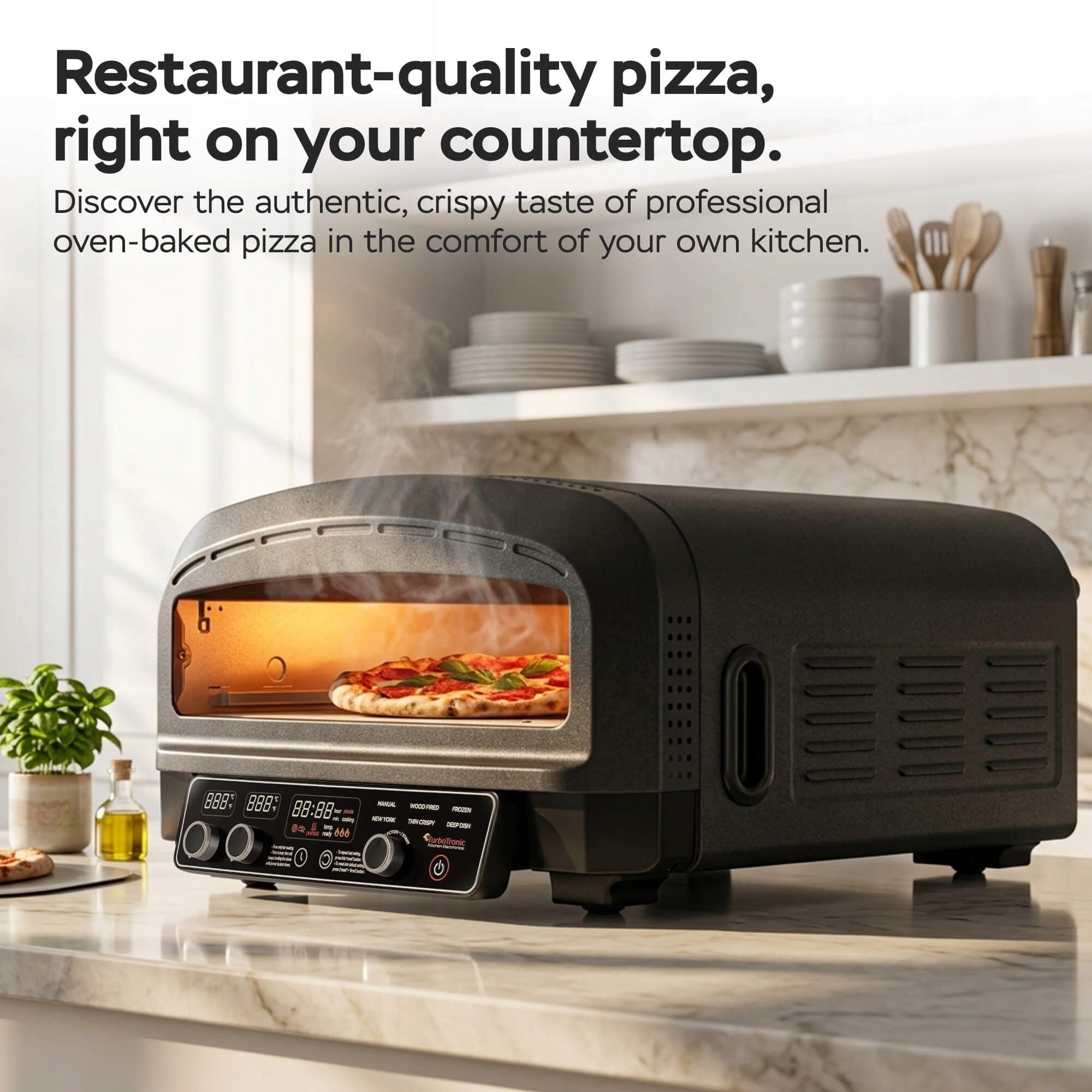 Piec do pizzy elektryczny 2200 W 450°C z kamieniem szamotowym 37 cm łopata