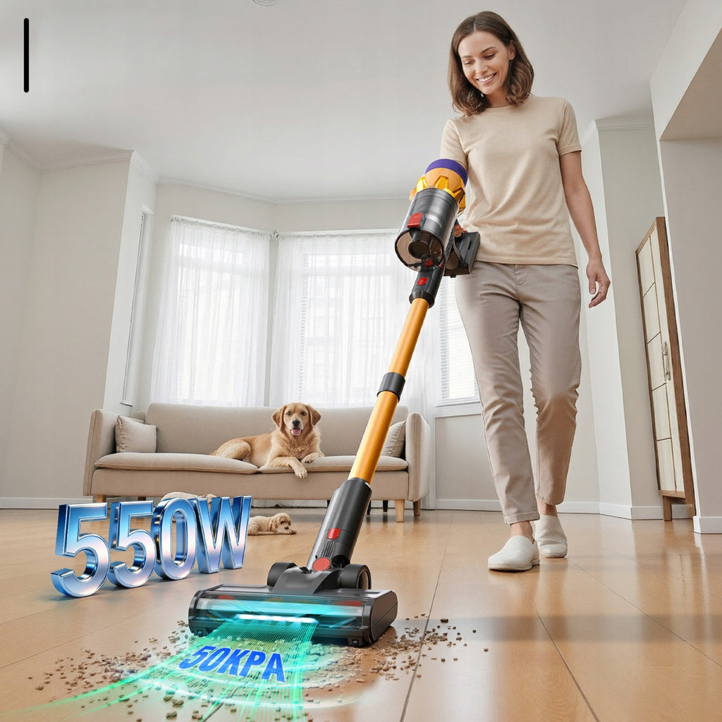 ODKURZACZ BEZPRZEWODOWY PIONOWY 50000PA 550W DO DOMU SAMOCHODU V18 ZŁOTY