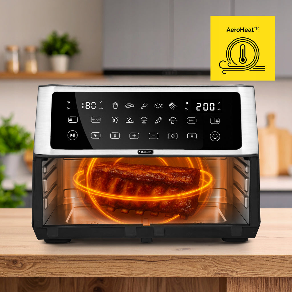 Frytkownica beztłuszczowa Dwukomorowa 10L Air Fryer Yoer 2850W 10 programów
