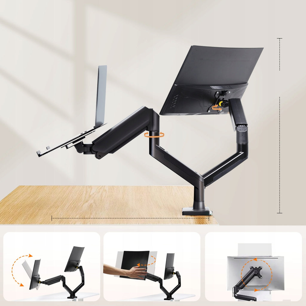 Uchwyt monitora do 2 monitorów (13'-32'), obrotowy o 360°, VESA 75 i 100