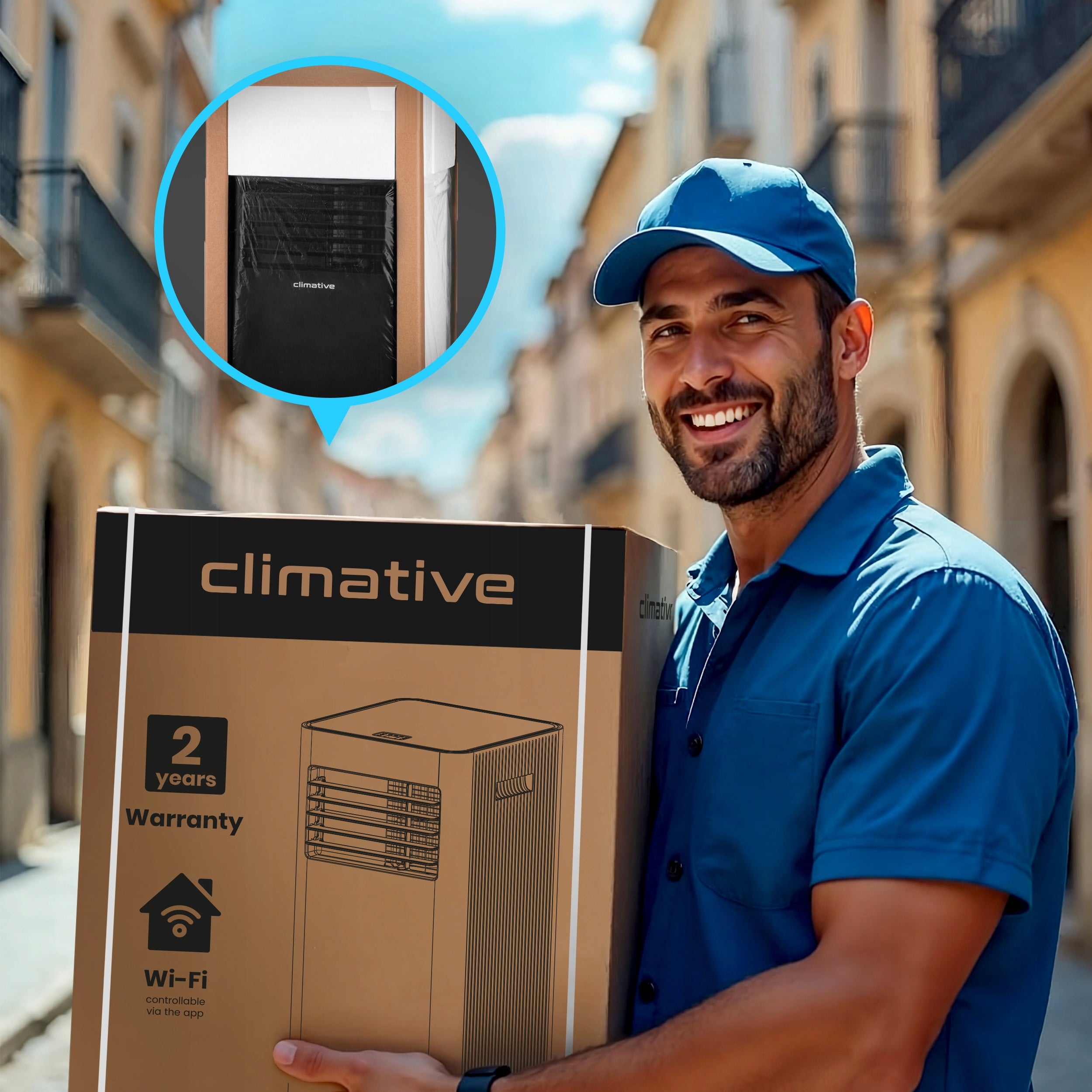 Klimatyzator przenośny pokojowy MINI 2,6 kW mały cichy WiFi 26 m2 uszczelka