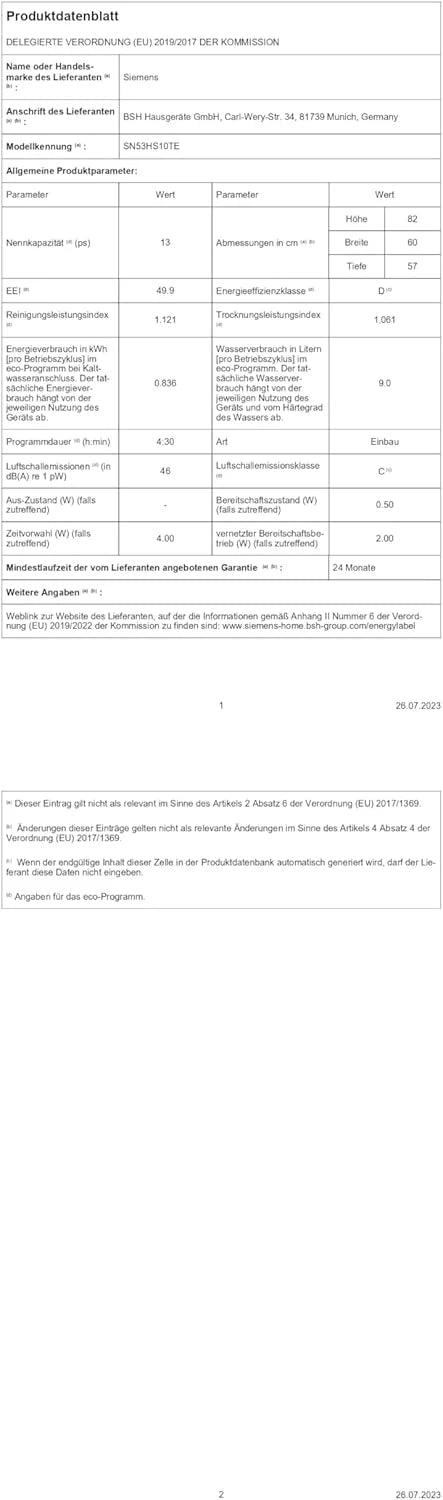 Siemens SN43ES14VE, iQ300 Smarter Geschirrspüler, Unterbau-Spülmaschine mit Besteckschublade, 60 cm, automatische Türöffnung dank autoOpen dry, besonders leise mit iQdrive-Motor, aquaStop, Edelstahl