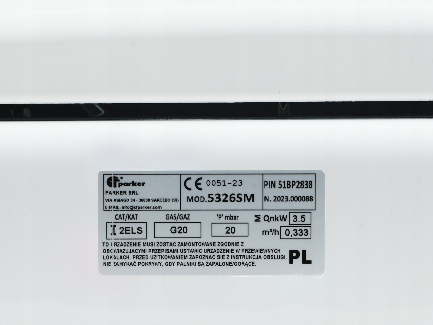 PARKER SRL 2 PALNIK KUCHENKA NA GAZ ZIEMNY-JEDYNA DO WEWNATRZ