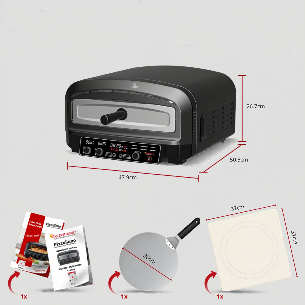 Piec do pizzy elektryczny 2200 W 450°C z kamieniem szamotowym 37 cm łopata