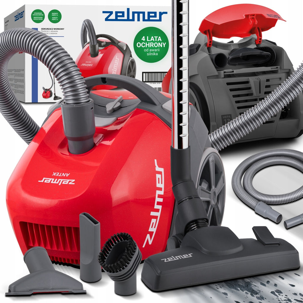 ODKURZACZ WORKOWY ZELMER ANTEK TRADYCYJNY Z FILTREM HEPA +KOŃCÓWKI ECO 900W