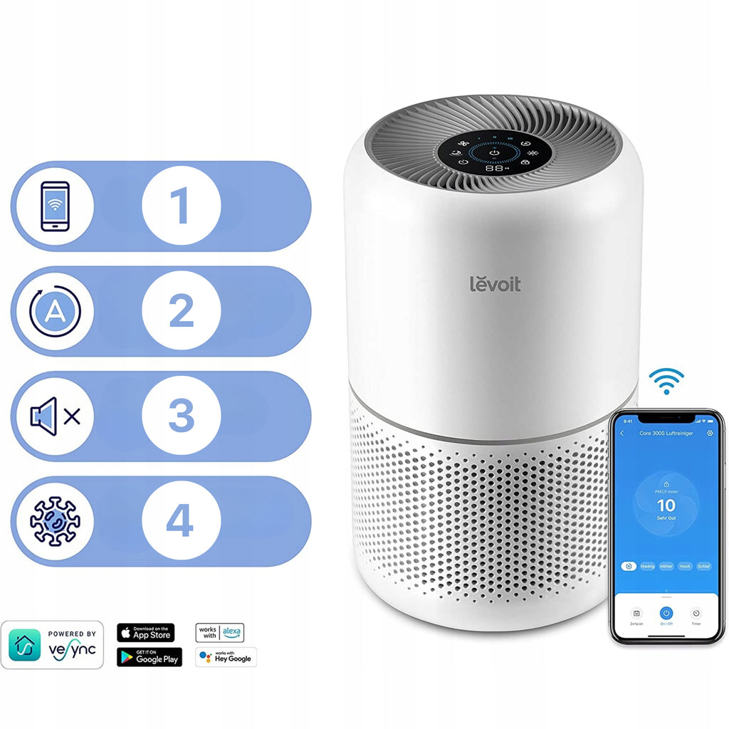 Oczyszczacz powietrza Levoit Core 300S HEPA smog dym smart wifi auto 50 m2