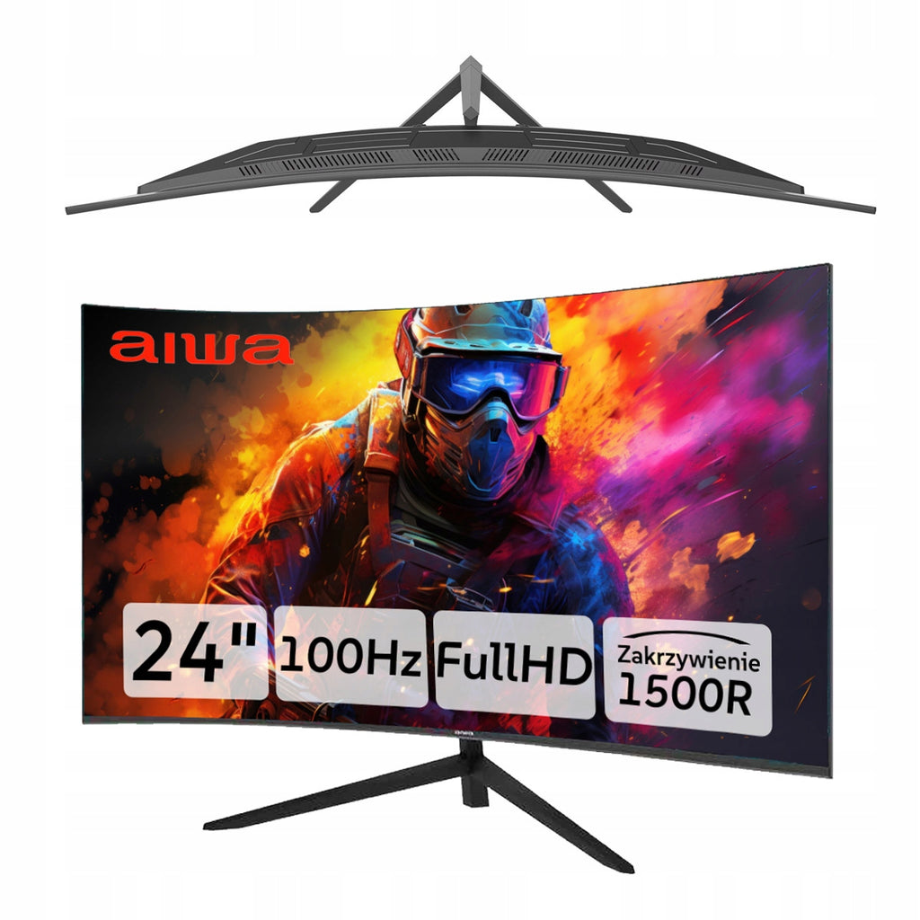 Aiwa Monitor gamingowy LCD Aiwa 24 1920x1080 100Hz HDMI bezramkowy zakrzywiony