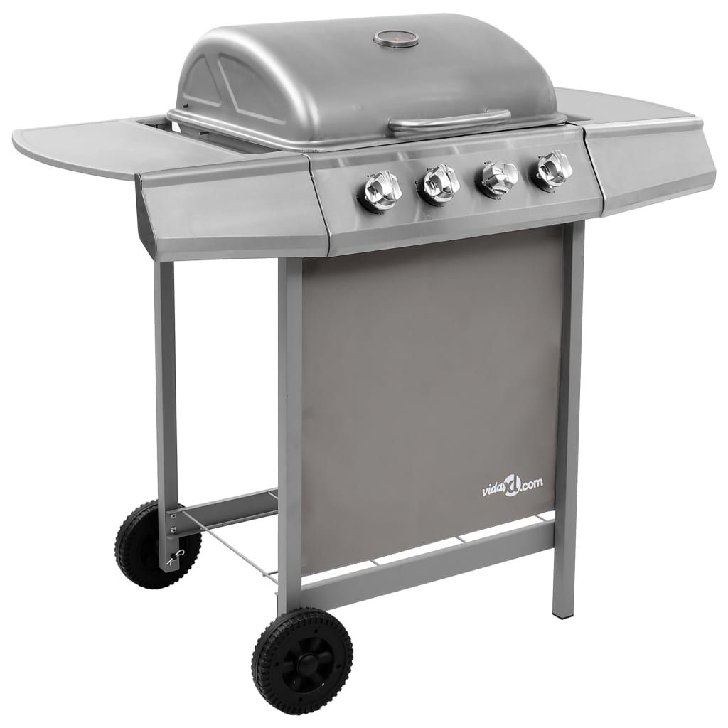 Grill gazowy Vidaxl 4-palnikowy, srebrny