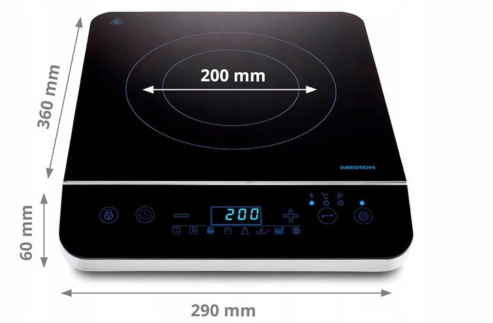 Medion MOCNA PŁYTA INDUKCYJNA KUCHENKA PRZENOŚNA 2000W TIMER 8 PROGRAMÓW