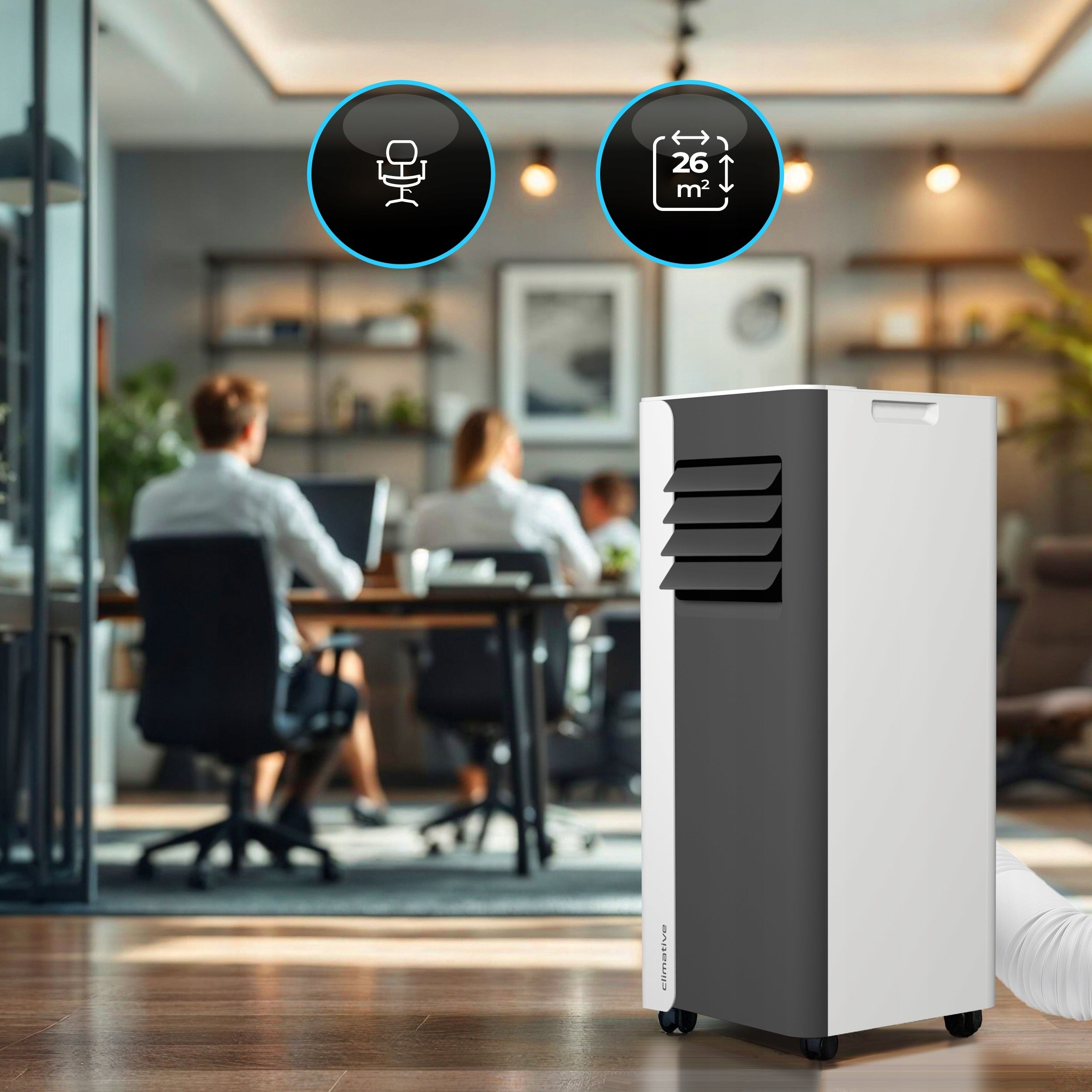 Klimatyzator przenośny pokojowy MINI 2,6 kW mały cichy WiFi 26 m2 uszczelka