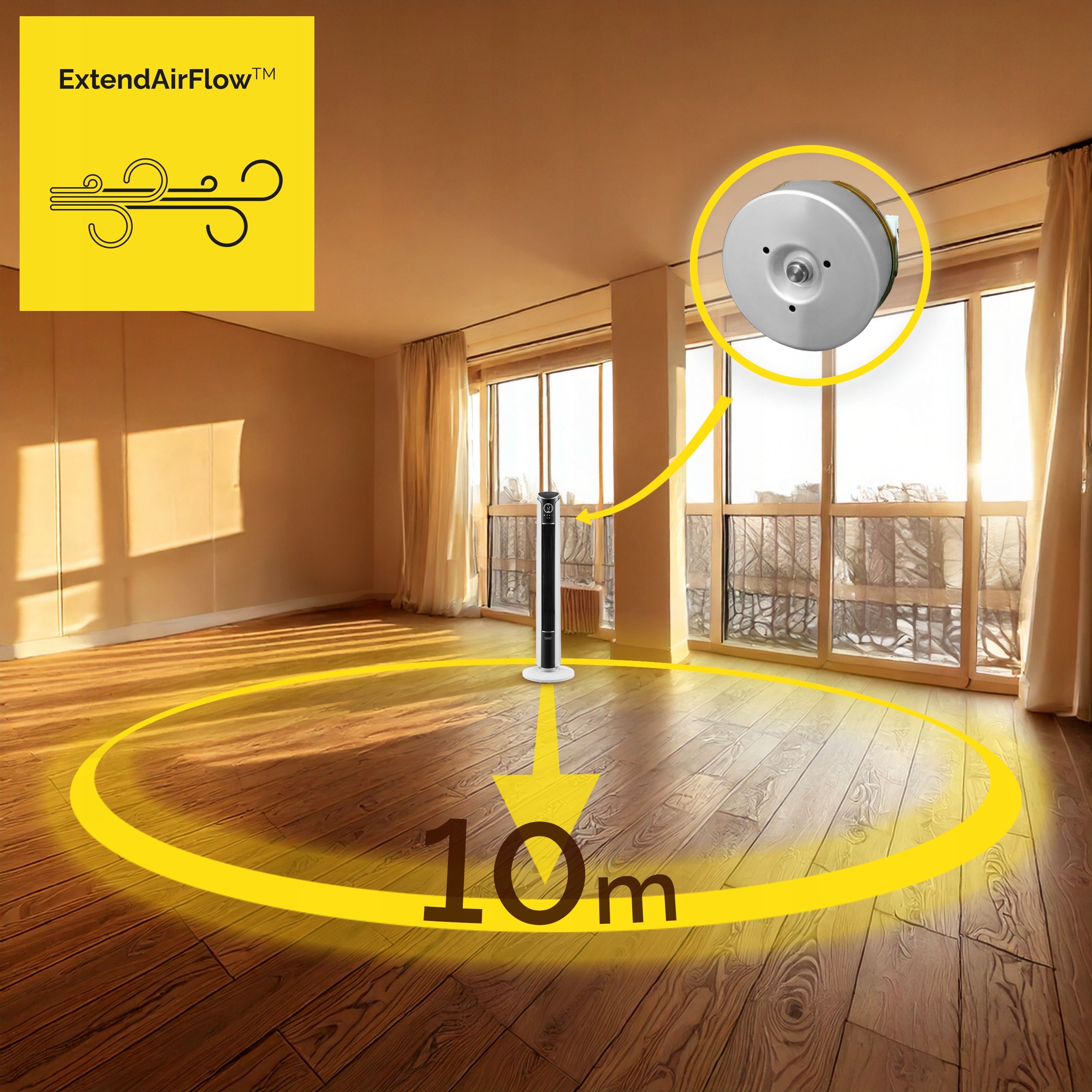 Wentylator kolumnowy stojący Cichy 29dB Yoer 3D +10m zasięg Jonizacja AROMA