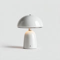 Lampa stołowa grzybek w kolorze białym z metalową podstawą