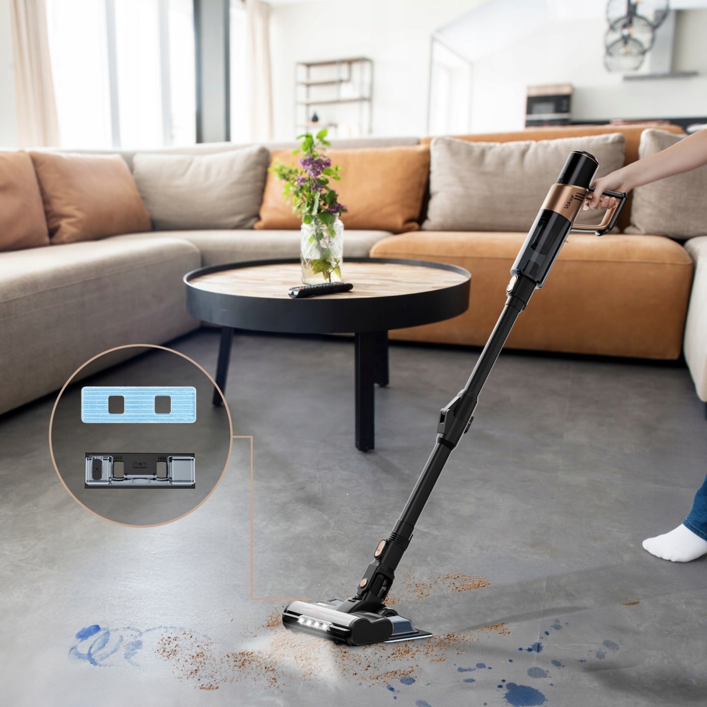 Odkurzacz Bezprzewodowy Pionowy Mopujący Myjący VOKSAR S11 PRO MOP 5w1 LED