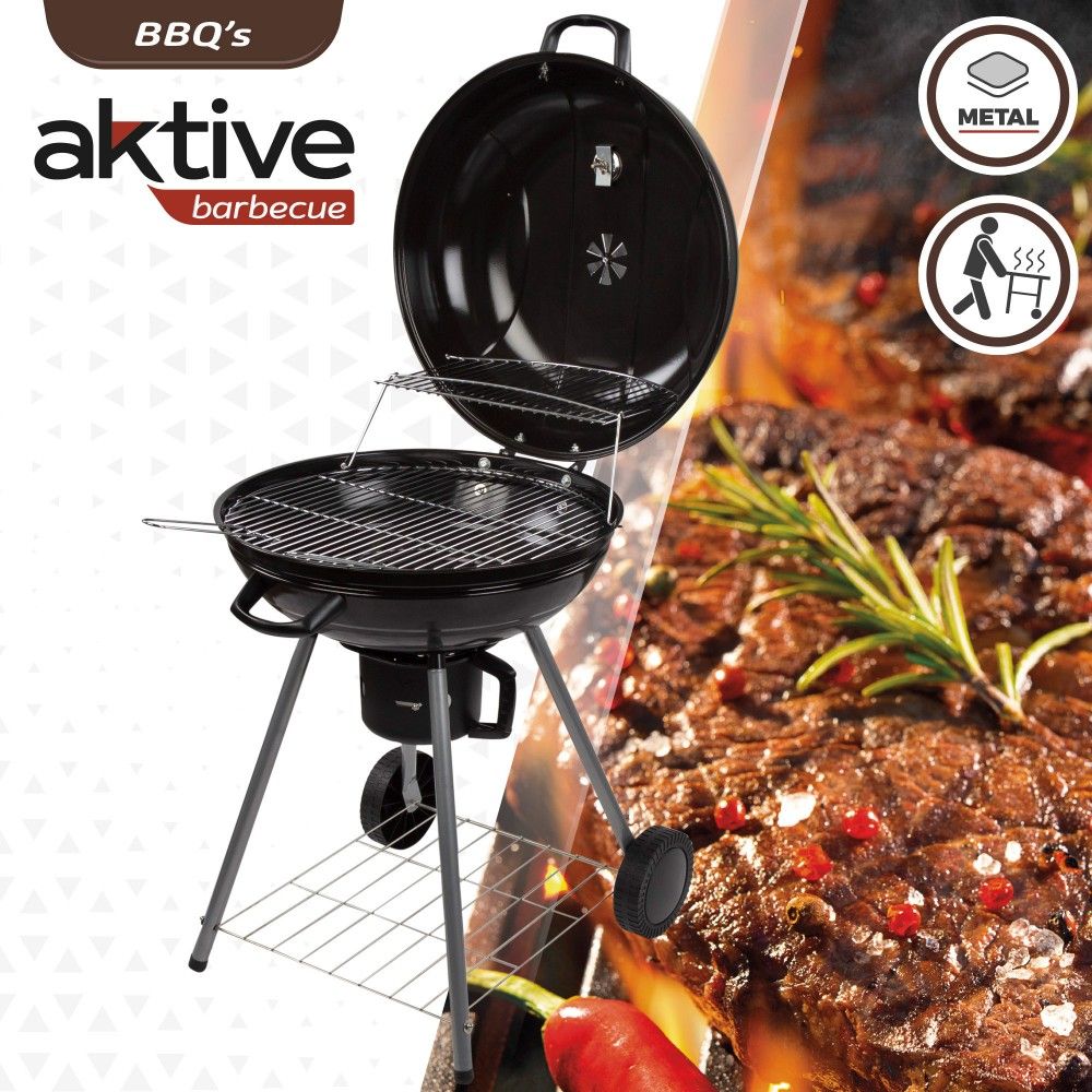 Aktywny okrągły grill węglowy z pokrywką