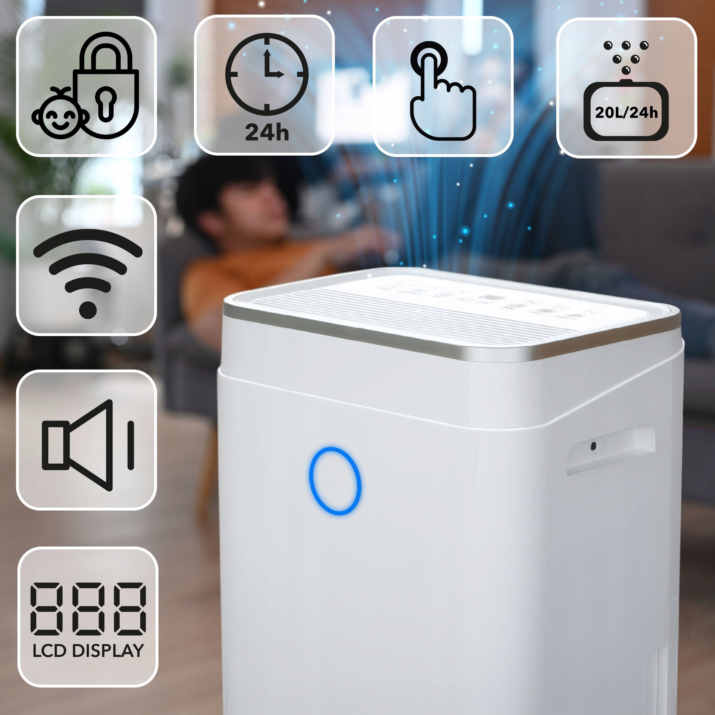 Osuszacz powietrza EBERG RICO pochłaniacz 12l/24h +WiFi +TIMER +higrostat