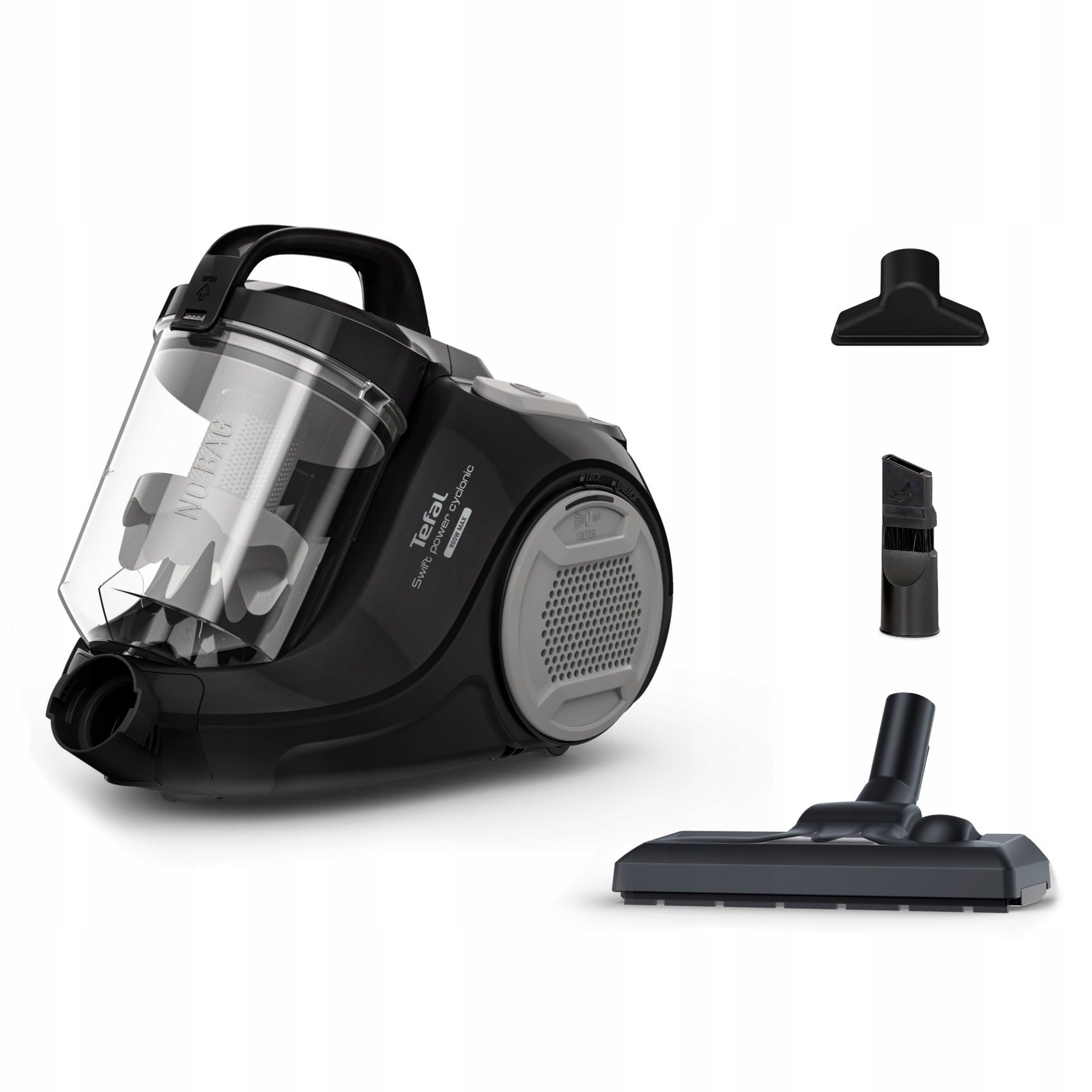 Odkurzacz bezworkowy Tefal Power Cyclon TW2925 mocny czarny HEPA cichy
