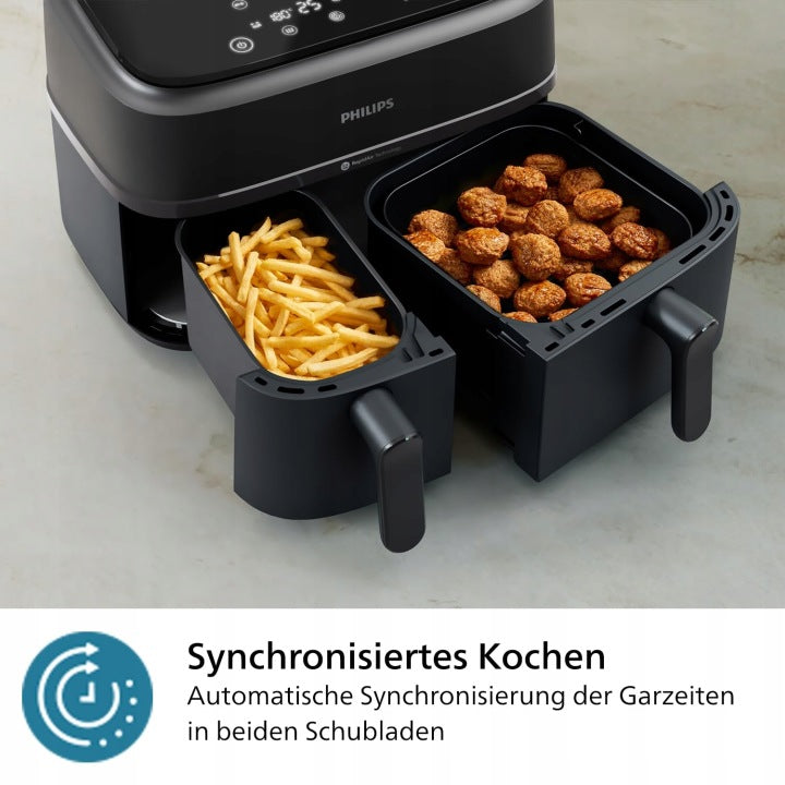 Philips Dwukomorowa frytkownica beztłuszczowa airfryer Philips Ovi 9L 2750W NA352