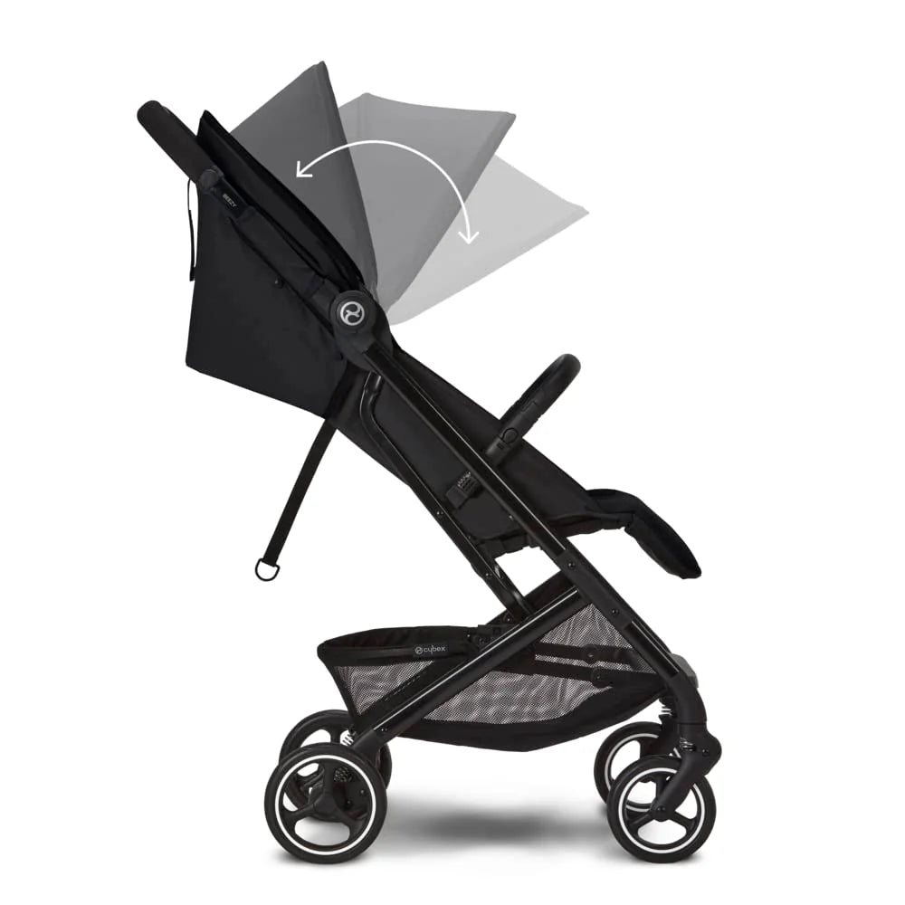 Cybex Gold Kinderwagen Beezy mit One-Pull Harness, Ab Geburt bis ca. 4 Jahre (max. 22 kg), Kompakt und ergonomisch, Magic Black (Schwarz mit schwarzem Rahmen)