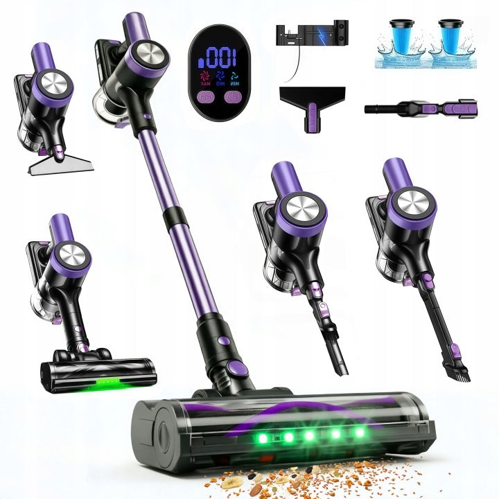 JIGOO ODKURZACZ BEZPRZEWODOWY PIONOWY BEZWORKOWY ELEKTROSZCZOTKA LED H28 500W