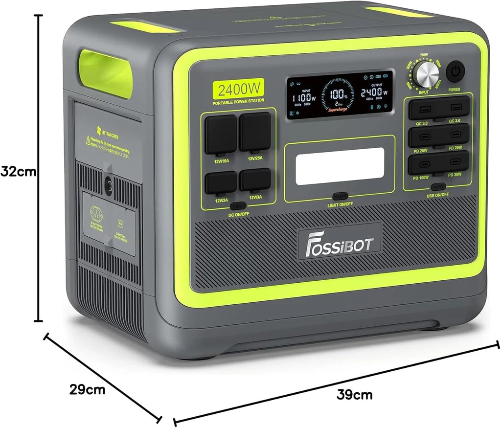 FOSSiBOT F2400 Generator solarny, 2048 Wh LiFePO4 akumulator zapasowy z wyjściami 24000 W AC (4600 W Peak)