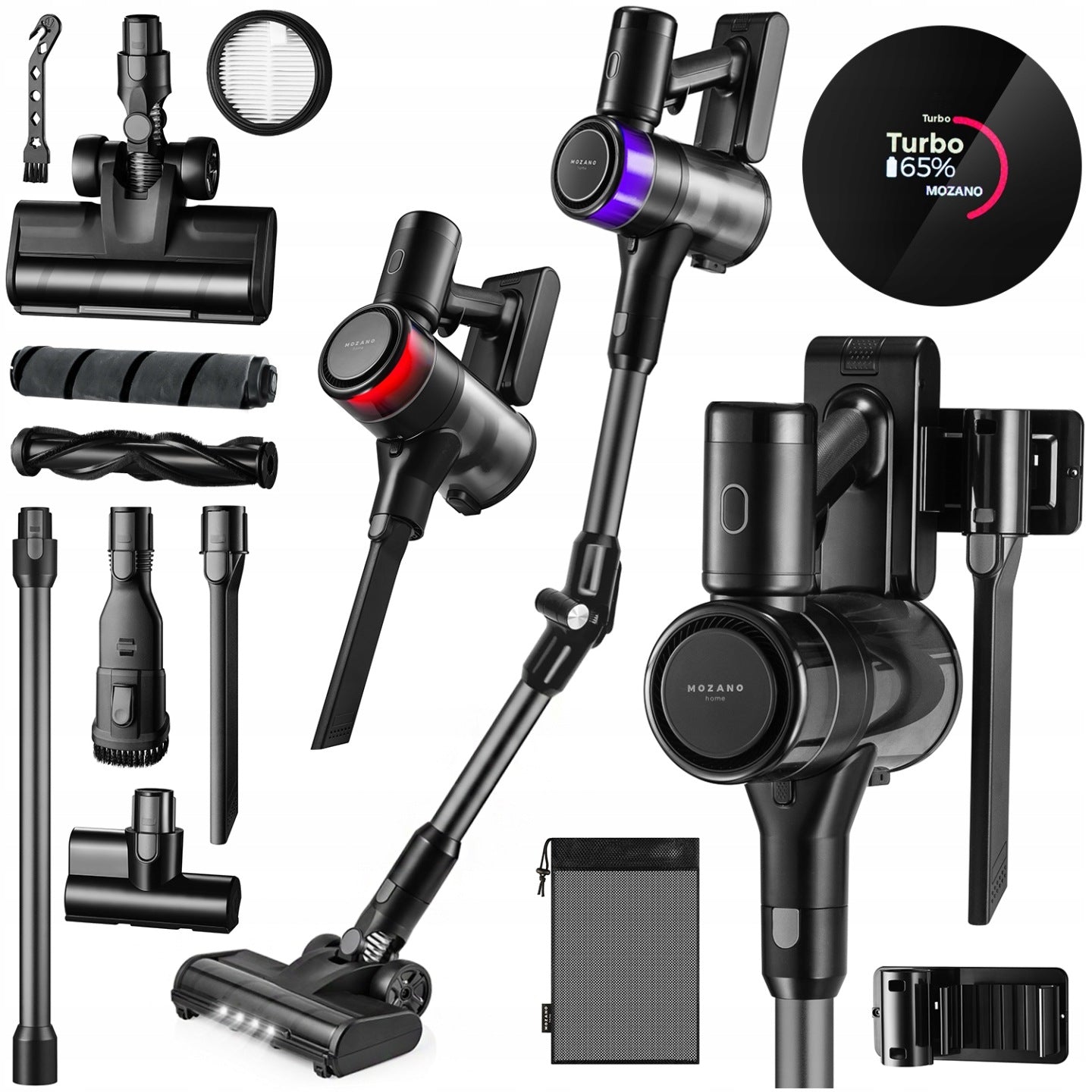 ODKURZACZ BEZPRZEWODOWY PIONOWY RĘCZNY 2 BATERIE MOCNY 15w1 LED HANDY PRO