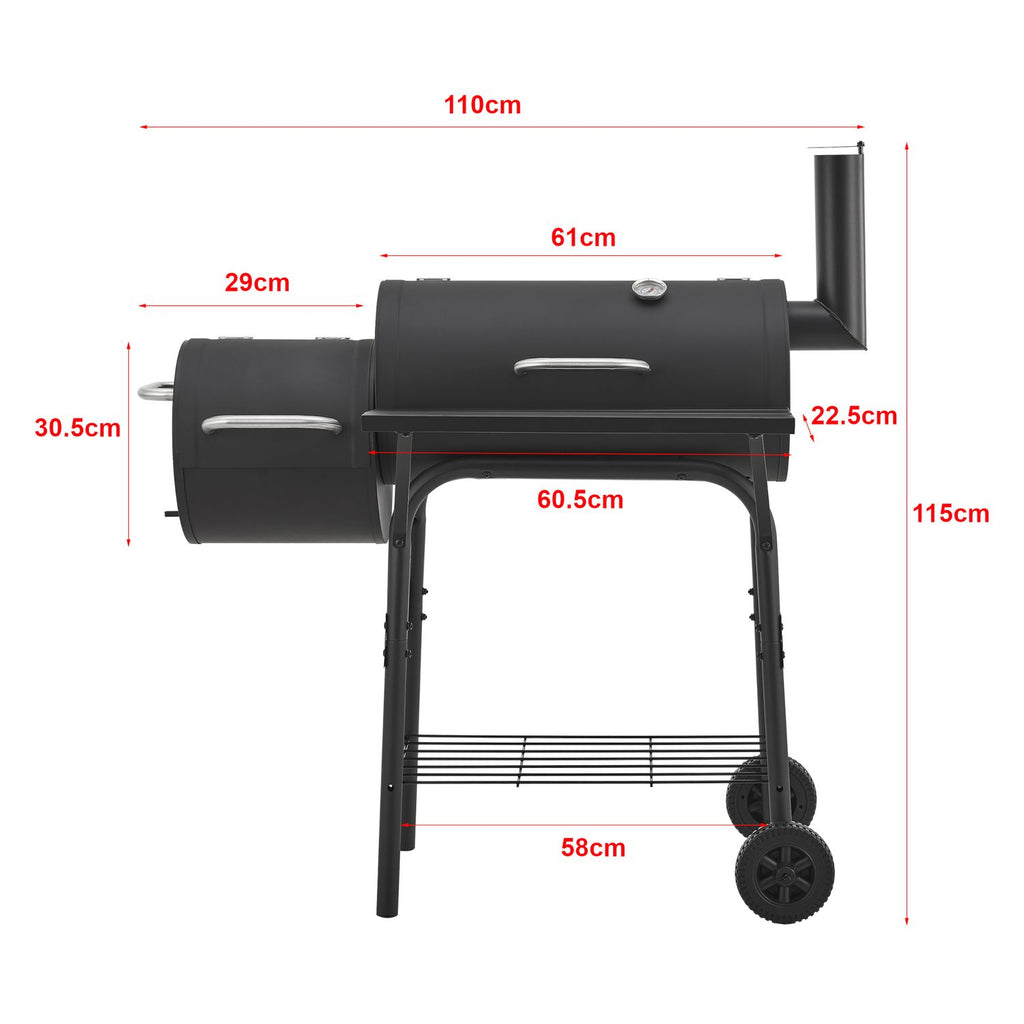 Arielli Charcoal Barbecue Smoker 115 x 110 x 64 cm - Black [casa.pro]