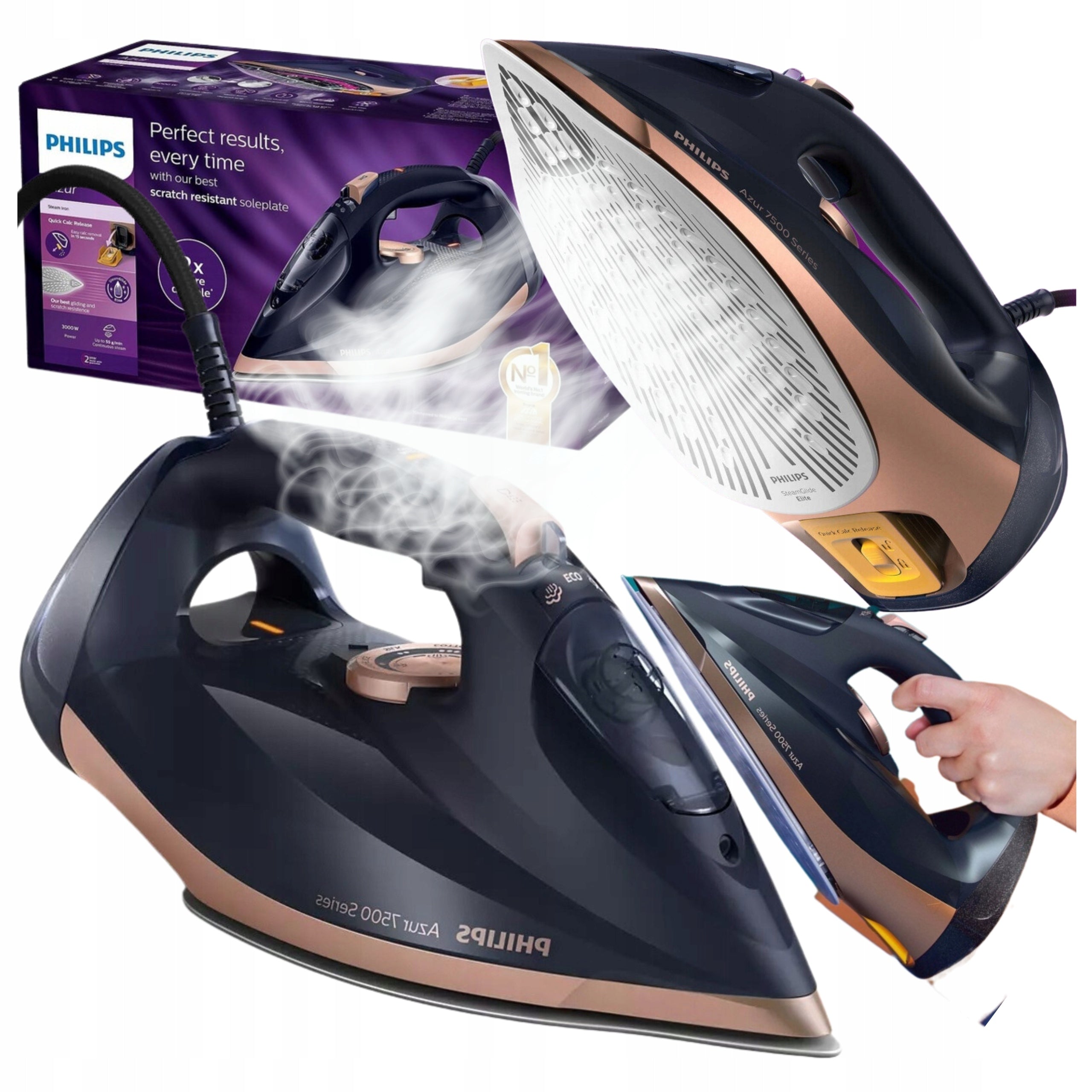 Żelazko parowe 3200W Philips Azur Seria 7500 czarne DST7511/80