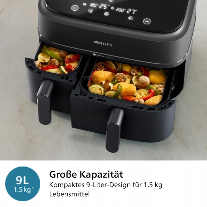 Philips Dwukomorowa frytkownica beztłuszczowa airfryer Philips Ovi 9L 2750W NA352