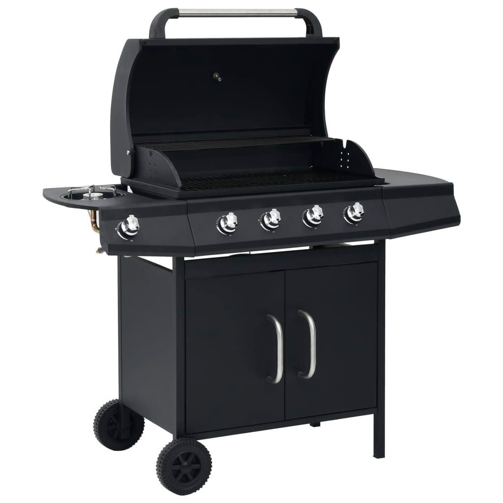 Grill gazowy Vidaxl z 4+1 palnikami, czarny