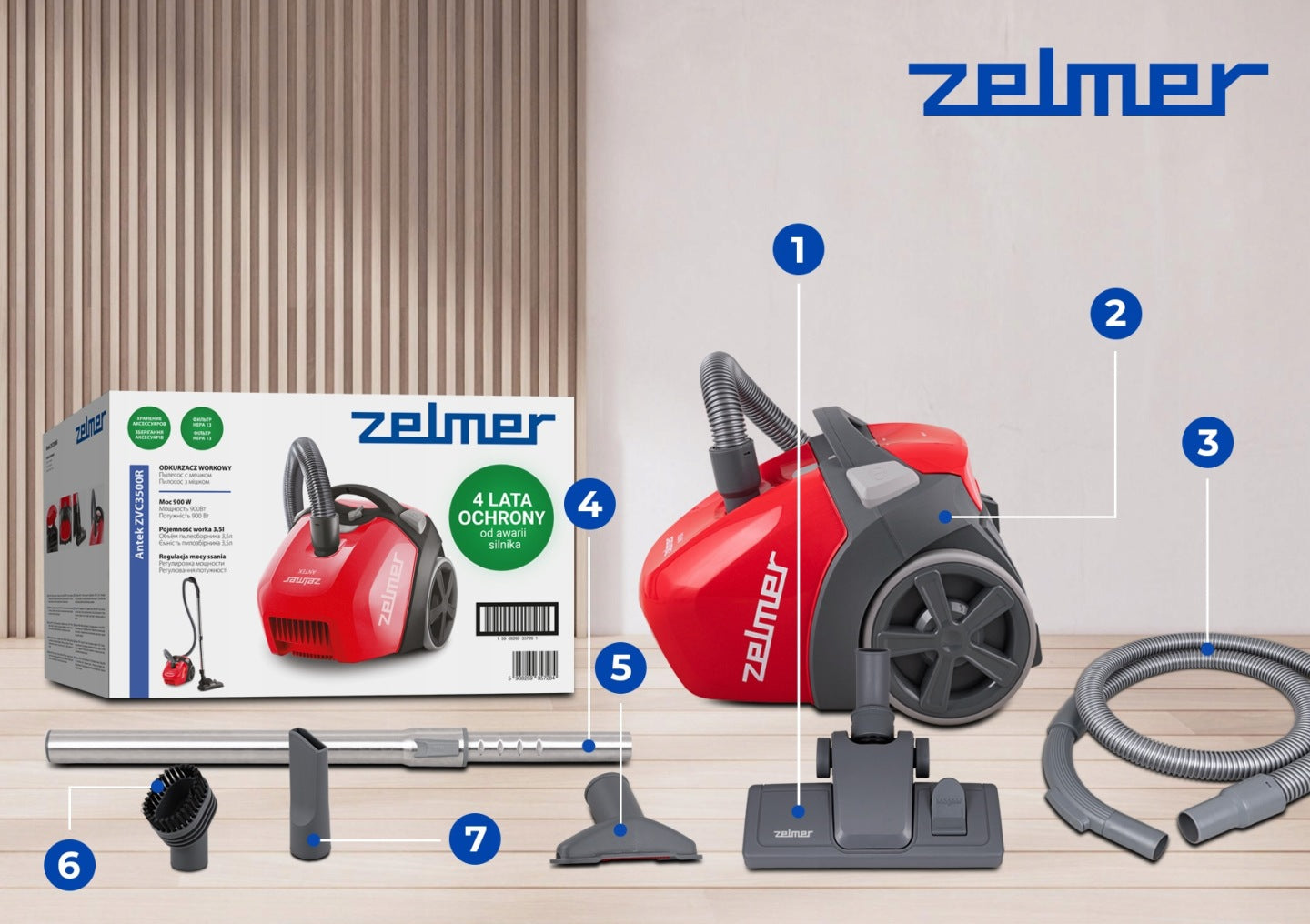 ODKURZACZ WORKOWY ZELMER ANTEK TRADYCYJNY Z FILTREM HEPA +KOŃCÓWKI ECO 900W