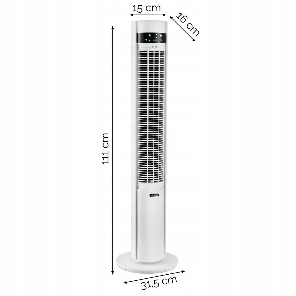 Wentylator kolumnowy stojący Cichy 29dB Yoer 3D +10m zasięg Jonizacja AROMA
