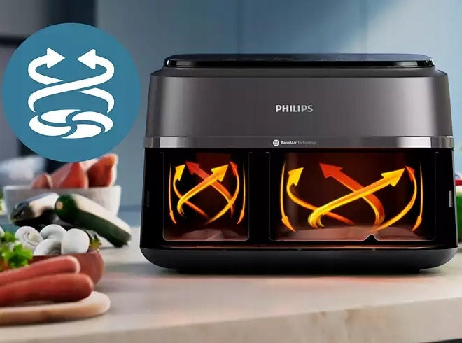 Philips Dwukomorowa frytkownica beztłuszczowa airfryer Philips Ovi 9L 2750W NA352