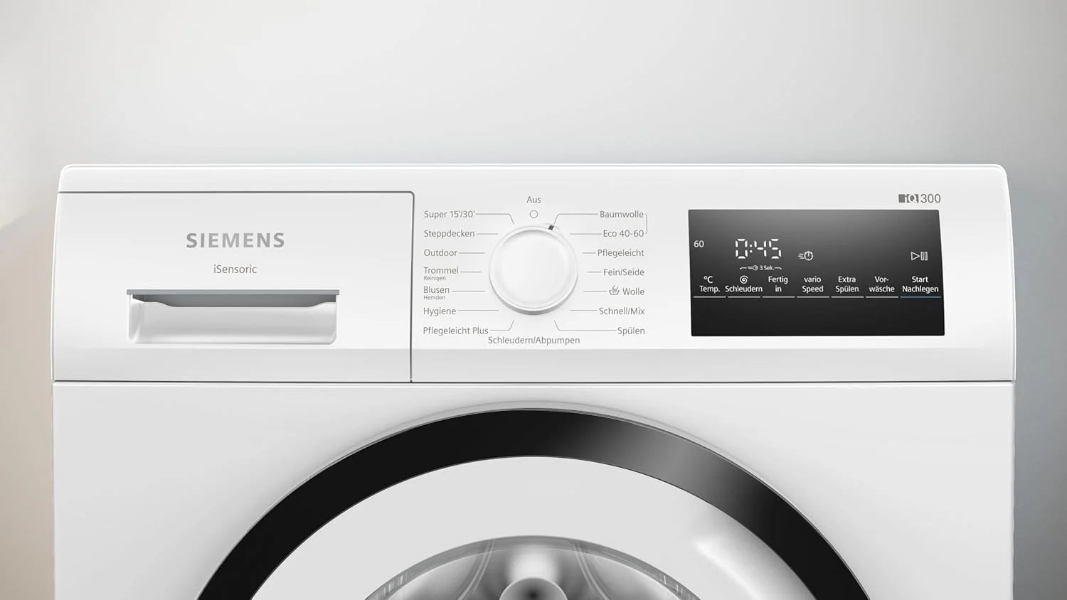 Siemens WM14N223 Waschmaschine iQ300, Frontlader mit 7kg Fassungsvermgen, 1400 UpM, speedPack L, LED-Display,Outdoor-Programm, Wei, 60cm