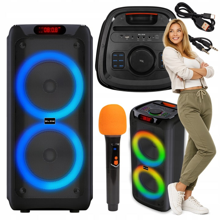 Blow GŁOŚNIK BLUETOOTH PRZENOŚNY BEZPRZEWODOWY DUŻY MIKROFON KARAOKE 280W