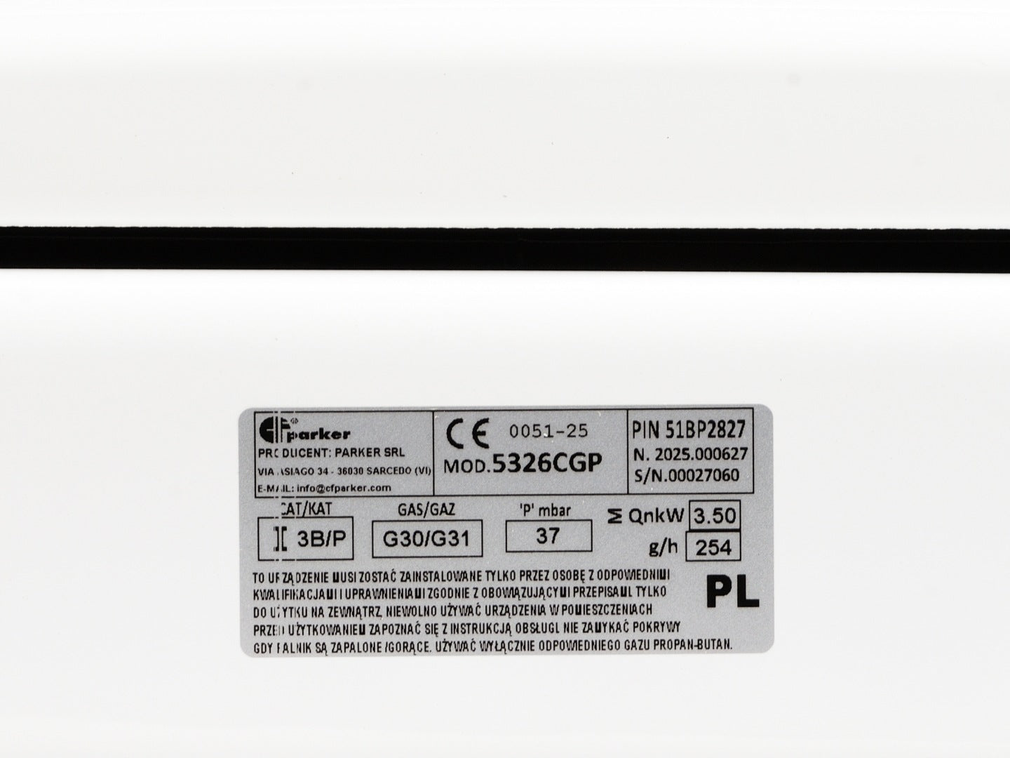 PARKER SRL 2 PALNIK KUCHENKA NA GAZ ZIEMNY-JEDYNA DO WEWNATRZ