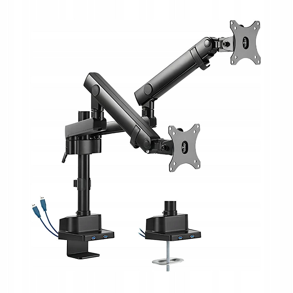 Uchwyt na Dwa Monitory 17-32 16kg USB VESA REGULOWANY biurkowy do biurka