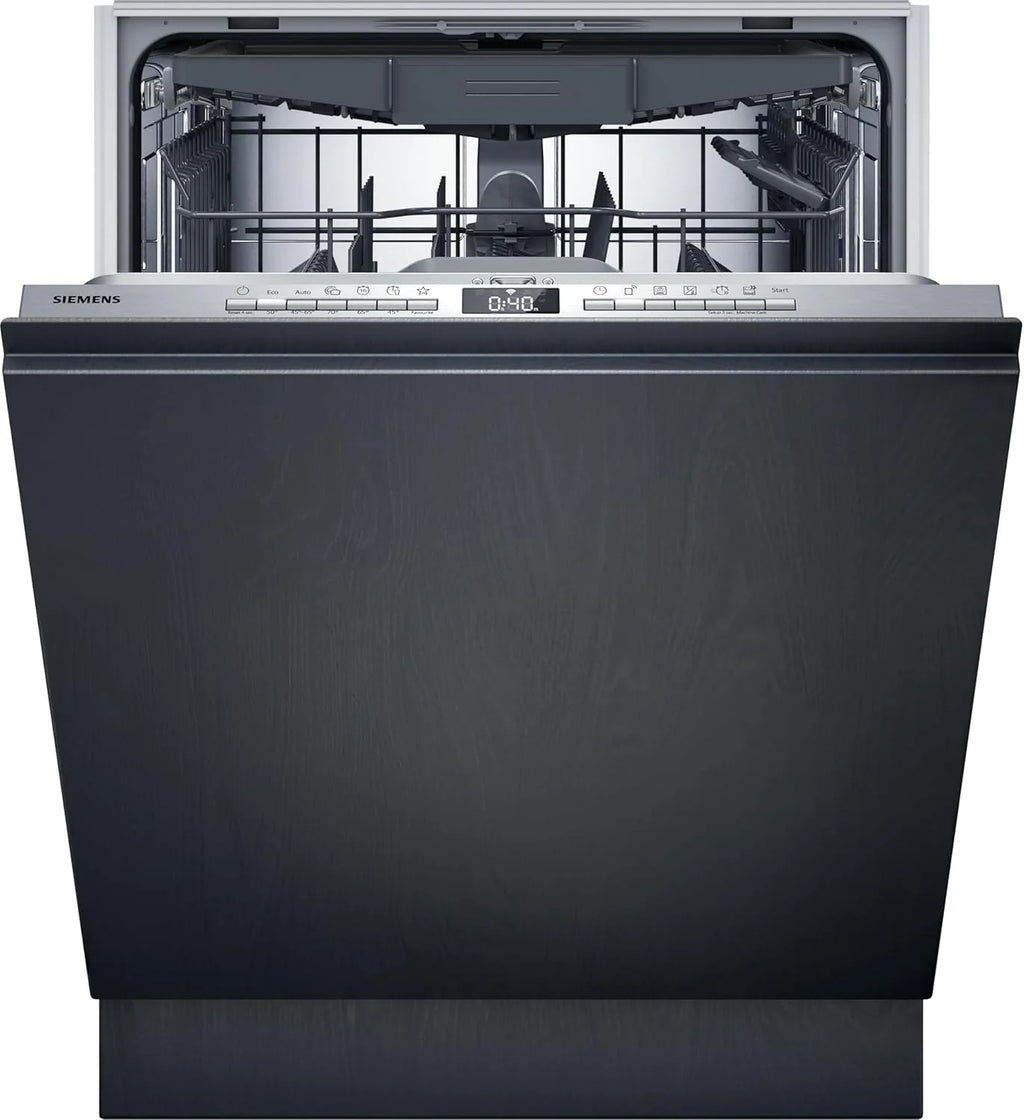 Siemens SN43ES14VE, iQ300 Smarter Geschirrspüler, Unterbau-Spülmaschine mit Besteckschublade, 60 cm, automatische Türöffnung dank autoOpen dry, besonders leise mit iQdrive-Motor, aquaStop, Edelstahl