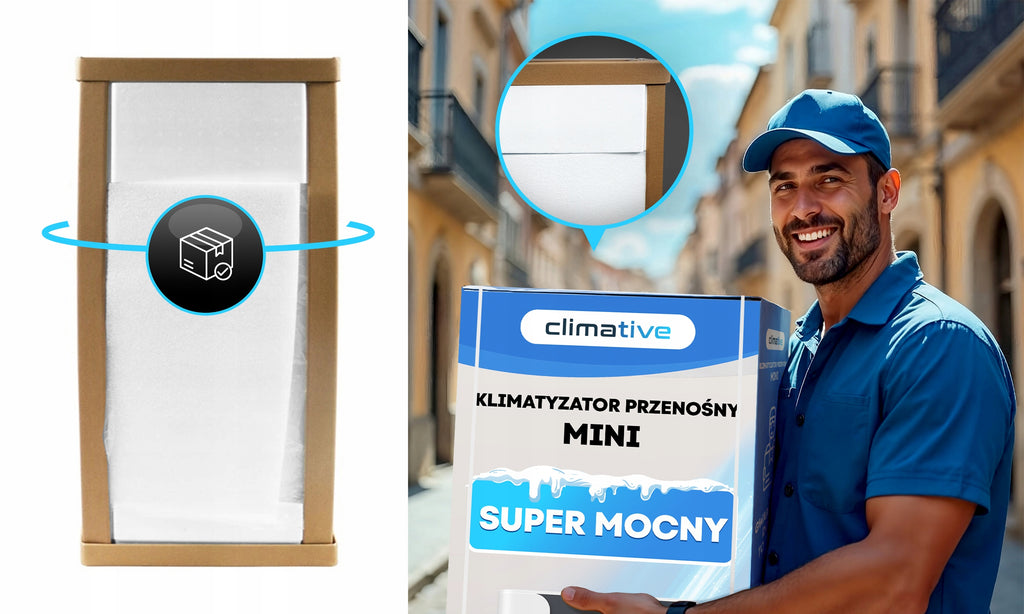 Klimatyzator przenośny pokojowy MINI 2,6 kW mały cichy WiFi 26 m2 uszczelka