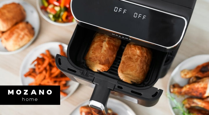 Mozano FRYTKOWNICA BEZTŁUSZCZOWA DWUKOMOROWA PIONOWA 11L AIR FRYER 2800W 12 TRYBÓW