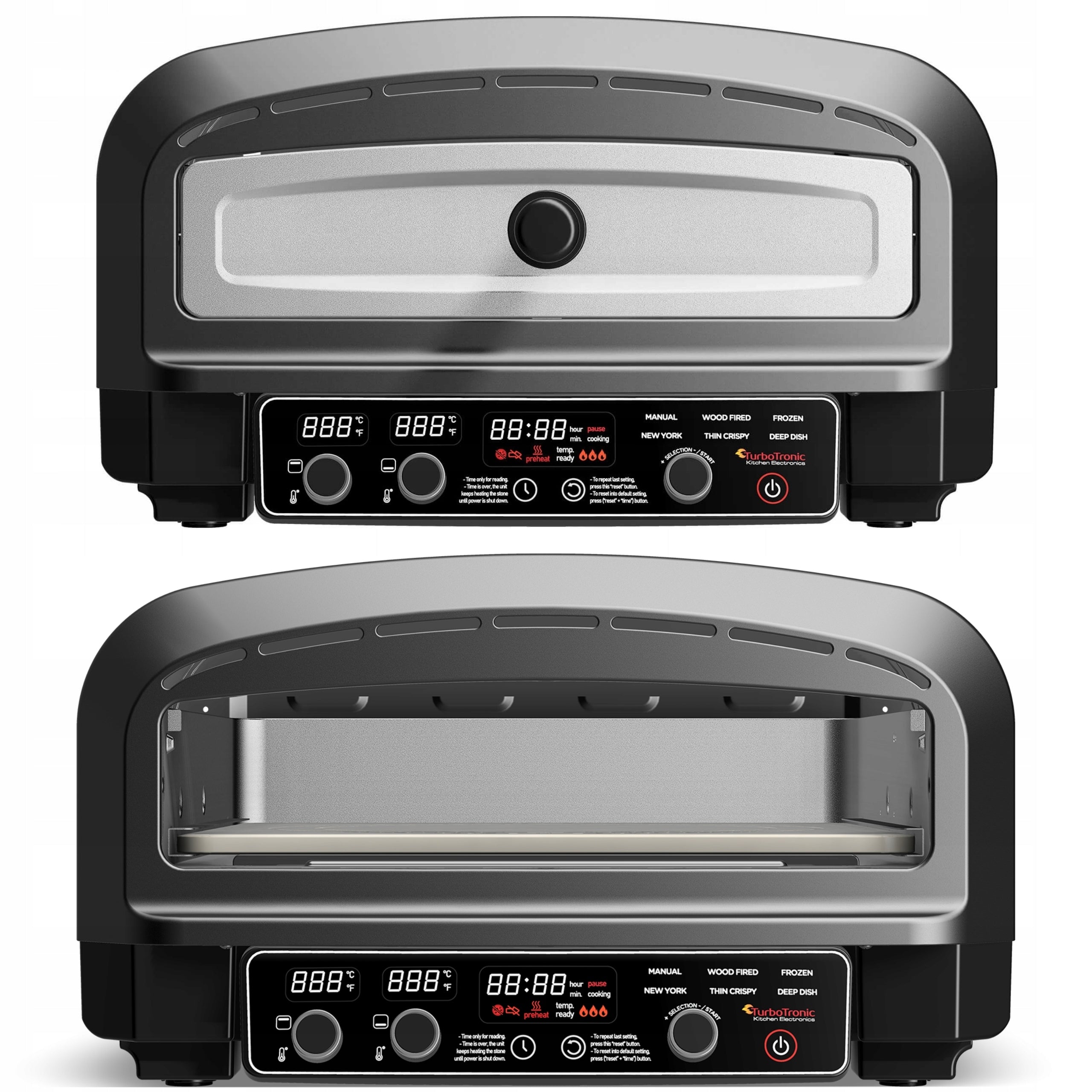 Piec do pizzy elektryczny 2200 W 450°C z kamieniem szamotowym 37 cm łopata