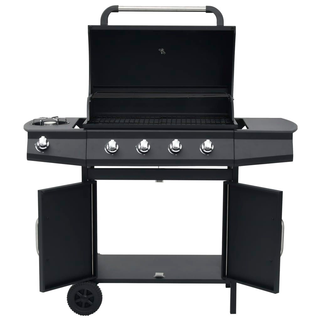 Grill gazowy Vidaxl z 4+1 palnikami, czarny